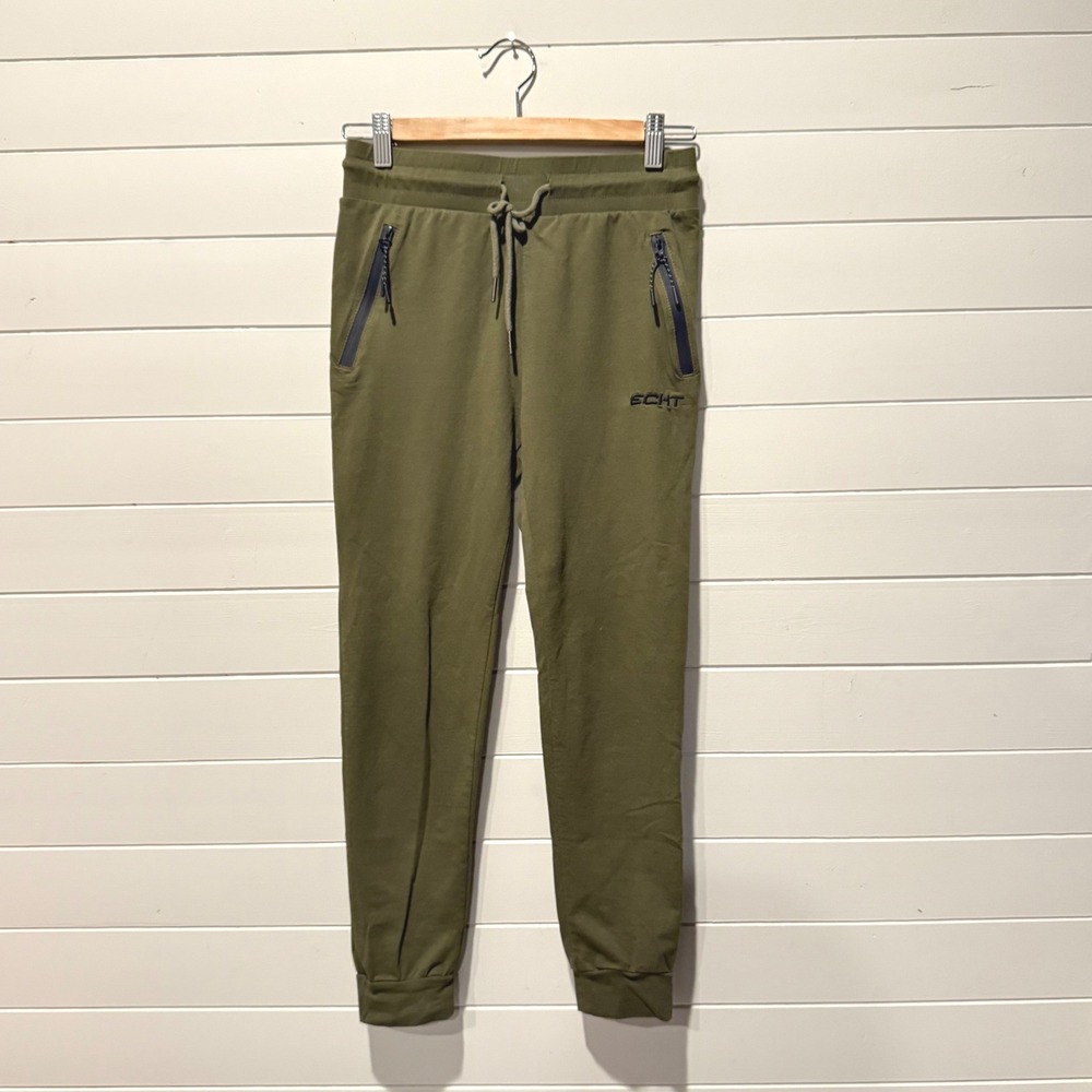 ECHT Ultimate Joggers Mens Small S Olive Green Tapered Zip Pocket Training Pants